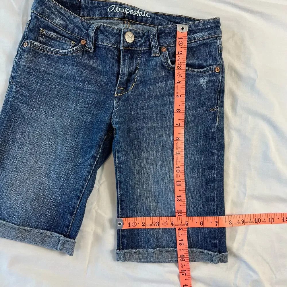 Aeropostle Women's Bermuda Shorts 2 Medium Wash Casual - Picture 6 of 6
